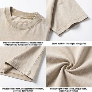 เสื้อยืดสไตล์สตรีทแวร์วินเทจแบบซักแล้ว ผู้ชาย ผู้จัดจำหน่ายยอดนิยม เสื้อยืดเปล่าสั่งทำพิเศษ ผ้าหนา 260 กรัม 100% ผ้าฝ้าย เสื้อยืดโอเวอร์ไซส์ - Product Image 2