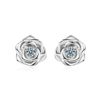 925 Sterling Silber Vvs D Runds chnitt 3mm 0,1 ct Moissan ite Drei Klauen Rose Blume Moissan ite Ohr stecker für Frauen