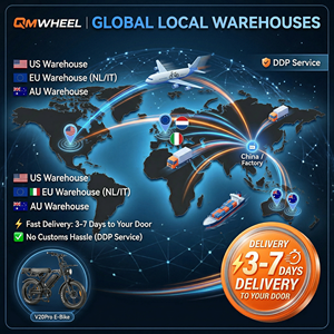 Vélo électrique QMWHEEL V20 Pro 20 pouces à pneus larges, 48V, tout-terrain, freins hydrauliques, livraison rapide en Italie, double suspension - Product Image 4