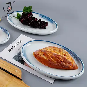 Bán Hot 10/12/14 Inch Nhà Hàng Oval 100% Melamine Món Ăn Melamine Cá Tấm Hình Bầu Dục Melamine Tấm