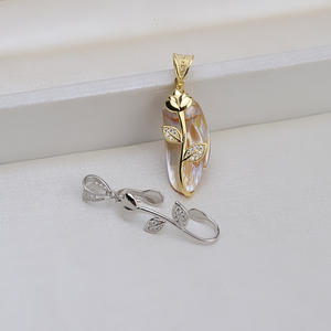 Pendentif feuille baroque en argent S925 à faire soi-même, tendance, nouveau 1402 - Perle extraterrestre féminine, support vide, composants de bijoux - Product Image 1