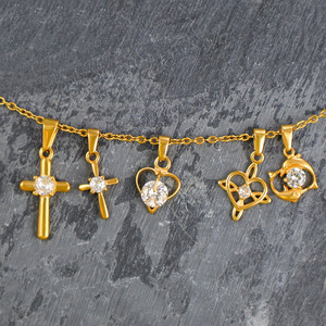 Đồ Trang Sức Thời Trang <span class=keywords><strong>Hollow</strong></span> Chéo Mặt Dây Không Thấm Nước Không Làm xỉn Thép Không Gỉ Charms Đối Vòng Cổ Vòng Đeo Tay Tự Làm Đồ Trang Sức - Product Image 2