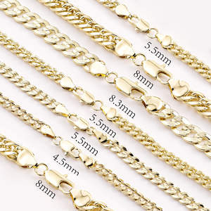 Bijoux fantaisie, collier hip-hop plaqué or 14 carats, chaîne cubaine en or, chaîne cubaine Miami, chaîne cubaine à maillons coupés, chaîne pour homme - Product Image 1