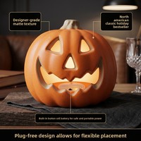 Lanterne Citrouille d'Halloween - Certifiée UL, en Plastique, 25cm, Sans Prise, Décoration Intérieure pour Enfants, Scène d'Halloween et de Pâques