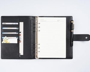 Custom Leather Magnetic A5/A6 Loose-Leaf Planner Cover in Pebbled PU Leather Metal <b>Ring</b> <b>Binder</b> UV Printed Business Organizer - Product Image 5