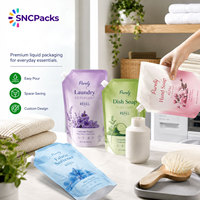 Pochette à bec verseur personnalisée pour l'emballage de détergent liquide pour lessive, pochette à bec verseur recyclable pour savon liquide