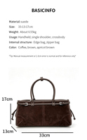 Tas Selempang Kulit Asli Vintage Musim Gugur 2026, Tas Tangan Wanita Suede Modis, Tas Bahu Klasik