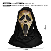 Máscara de Terror de Látex de Cara Completa con Capucha, Disfraz de Halloween Espeluznante para Adultos, Máscara de Fantasma