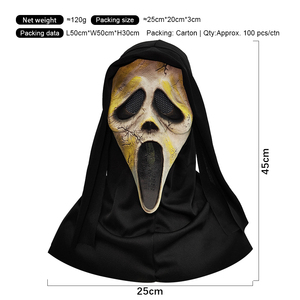 Máscara de Terror de Halloween con Sonidos de Gritos y Chispas, Máscara de Fantasma Blanca para Disfraz, Cosplay, con Capucha Negra, Accesorio de Maquillaje para Fiestas - Product Image 3