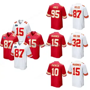 2023 новые сшитые американские футбольные Майки #15 Patrick Mahomes #87 Travis Kelce #10 Isiah Pacheco игровая майка