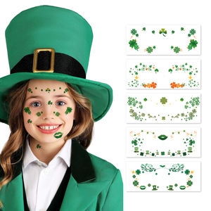 Lucky Clover Tatouage corporel temporaire Autocollant en papier imperméable pour le visage et l'art corporel Impression blanche Étanche à l'eau - Product Image 5