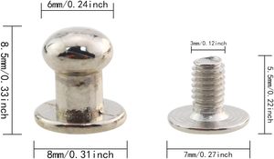 หมุดหัวกลมหนังแท้ Mdxing สีเงิน สีขาว สีทองอ่อน สีบรอนซ์โบราณ สีดำปืน โลหะผสมสังกะสี สำหรับตกแต่งกระเป๋าเดินทาง - Product Image 2