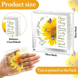 Regalo Motivacional Bíblico de Girasol en Acrílico Transparente Personalizado Moderno - Lavable y Fácil de Montar - Product Image 2