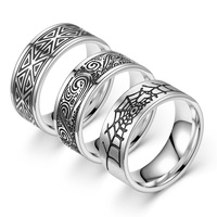 Anillo de acero inoxidable de moda de estilo Retro europeo y americano patrón geométrico Hip Hop personalidad anillo de acero de titanio joyería