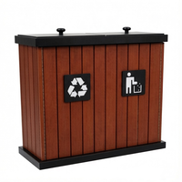 Contenedor de Reciclaje de Doble Compartimento para Exteriores, de Madera y Plástico Compuesto, Resistente a la Intemperie, para Clasificación de Basura en Parques y Jardines