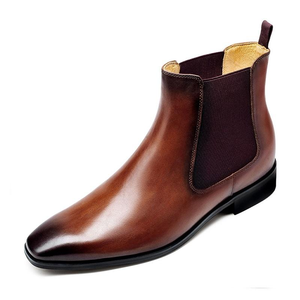 גברים אופנה מעלית עמיד למים גובה גובה גובה 8 ס "מ נעליים שחור עור אמיתי שחור מגפי מגפי חורף גומי מוצק - Product Image 4