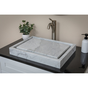 Customized White Marble Bathroom <b>Vanity</b> <b>Table</b> Top Countertop Basin - Product Image 3
