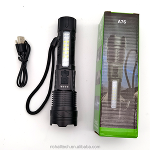 Đèn pin công suất cao <span class=keywords><strong>20000</strong></span> <span class=keywords><strong>Lumen</strong></span> Đèn <span class=keywords><strong>LED</strong></span> bên hông Đèn đỏ làm việc Zoom Zoom Đèn pin cầm tay có thể sạc lại với đèn báo nguồn - Product Image 6