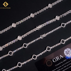 925 Silver Rhodium Plated <b>Statement</b> <b>Necklace</b> Geometric Clover Design Party Jewelry 3mm 5mm Tennis Chain - Product Image 3