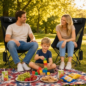 Portable léger pêche pique-nique randonnée Camping plage lune chaises chaise pliante à dossier haut avec oreiller - Product Image 2
