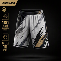 Shorts de basketball personnalisés QuestLink, sublimés, séchage rapide, respirants, pour lycée, université, ligue, athlétisme, vente en gros OEM