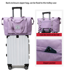Multifunctional Two Layers of Expandable Large Capacity Traveling <b>Luggage</b> Organizer Nylon Duffle Bag for Women - Product Image 4