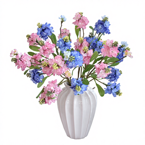 Violetta Artificiale a 3 Rami - Fiori Finti per Decorazioni Domestiche in Stile Cinese Moderno e Allestimenti per Corridoi Nuziali - Product Image 1