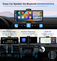 Écran portable sans fil CarPlay de 10,26 pouces, écran tactile IPS 4K, GPS, Android Auto, enregistreur de conduite (DVR), WIFI, FM, BT 5.2, multimédia, 1 an
