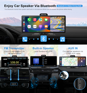 10.26 inch xách tay không dây Carplay hiển thị 4K IPS màn hình cảm ứng GPS Android Auto Car DVR Wifi FM BT 5.2 đa phương tiện 1 năm - Product Image 2