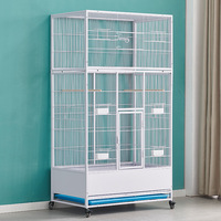 Cage à oiseaux en acier galvanisé, grande, rectangulaire, multi-compartiments, portable, pliable, pour les éleveurs de perroquets, pigeons, agapornis