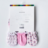 Bebé Niño/niña infantil Anti arañazos protección facial ecológico encantadores mitones y sombreros 3 Set Unisex imagen impresa 100% algodón