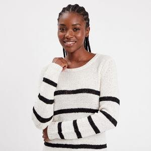 Pull décontracté à rayures pour femme, coupe ample, automne (55% acrylique, 45% nylon) - Product Image 1