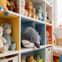 Grand oreiller en peluche requin rembourré en coton PP doux, décoration de lit mignonne, cadeau d'anniversaire, jouet pour soulager le stress et favoriser le sommeil