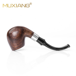MUXIANG Wooden Smoking Pipe Bent Type 9mm Filter Tobacco Pipe Solid Wood Handmade Pipe - Product Image 2