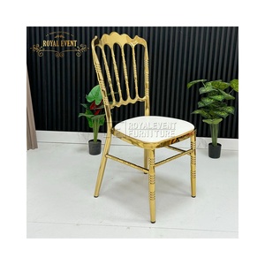 Chaise de réception dorée en métal de luxe à <span class=keywords><strong>prix</strong></span> de gros pour événements de mariage, chaise de salle à manger dorée pour événements, chaise Chiavari Napoléon pour mariage à vendre - Product Image 2