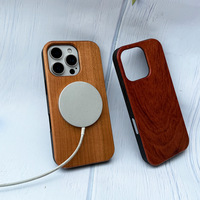 Casing Ponsel Kayu TPU Magnetik untuk iPhone 16 17 18, Casing Ponsel Kayu Walnut Bambu Alami untuk iPhone 18 Pro Max