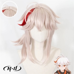 วิกผมคอสเพลย์ ND Kaedehara <span class=keywords><strong>Kazuha</strong></span> จากเกม Genshin Impact  แบบตาข่ายสีชมพู  ความหนาแน่น 130% ใยสังเคราะห์ทนความร้อนสูง ผลิตด้วยเครื่องจักร - Product Image 4