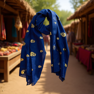 Bufanda larga con diseño de calavera y lámina dorada, 70x180 cm, chal étnico de moda - Product Image 2