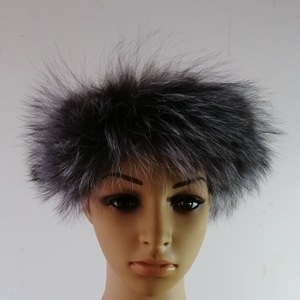 カスタマイズ可能な女性用ブラックカラー毛皮帽子フォックスファーヘッドバンドヘアバンドScrunchies 10ピース/ロット送料無料 - Product Image 3