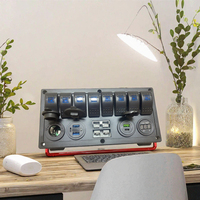 Panel Saklar Rocker 6 Gang LED Tahan Air IP65 YUCHENG, Soket Daya, Voltmeter Digital, Pengisi Daya Soket USB Ganda untuk Motorhome