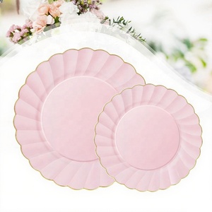 Platos Desechables Ecológicos de Plástico Blanco de 10.25'' con Borde Dorado y Platos de Postre de 7.5'' Aptos para Alimentos para Fiestas - Product Image 4