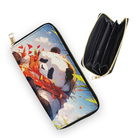 Portefeuille Porte-Cartes de Crédit en Cuir PU Style Japonais Luxe, Long Portemonnaie Mignon Anime avec Fermeture Éclair