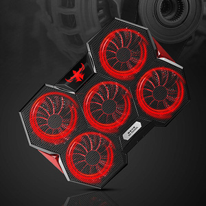 Support de refroidissement <span class=keywords><strong>pour</strong></span> ordinateur <span class=keywords><strong>portable</strong></span> de gaming avec éclairage LED, en métal robuste, 5 ventilateurs, 2 ports USB – OEM bienvenu - Product Image 2