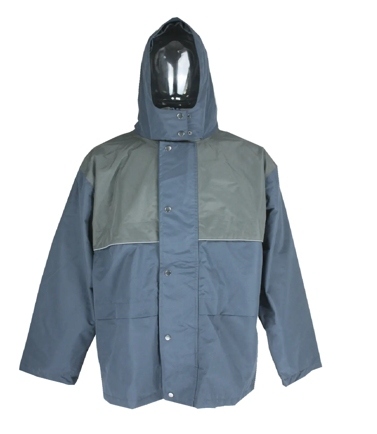 two tones hooded heavy rain jacket waterproof anorak navy