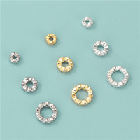 Chic cz micro inserção em formato de flor redondo, miçangas espaçadoras de ouro banhado, prata esterlina 925, 4/ 6/ 8mm, charme para fabricação de jóias