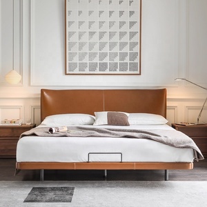 Letto <span class=keywords><strong>Matrimoniale</strong></span> di Design Italiano Zayshine, Minimalista e Lussuoso in Vera Pelle, Modulare 1,8 Metri Extra-Large per Villa - Product Image 2