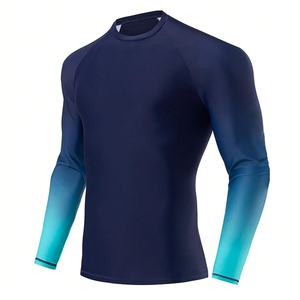 Camiseta Deportiva de Compresión para Hombre, Manga Larga, Protección UV, Color Verde Degradado, Transpirable, Secado Rápido, con Logotipo Personalizado - Product Image 2