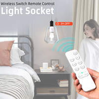 Prise d'ampoule télécommandée Kit d'interrupteur de prise de lumière sans fil Support de lumière à distance Base E26/E27 Sans câblage Charge LED 5A/500W