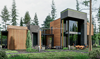 Maison modulaire flexible à 2 étages, cottage, 3 chambres, 3 salles de bain, résidence moderne préfabriquée, duplex, villa de luxe prête à l'emploi