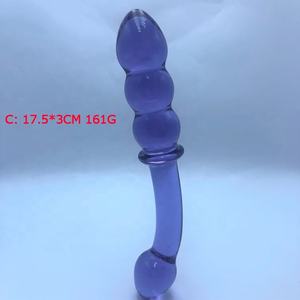 Anal Perlen Butt Plug Dual Ended Glas Anal Plug Pink Blau Lila Schwarz G-Punkt Bent Glass Pleasure Wand Männlich Weiblich Masturbieren - Product Image 4